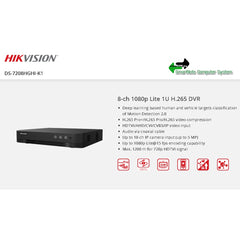 HIKVISION 8-CH 1080P LITE 1U H.265 DVR