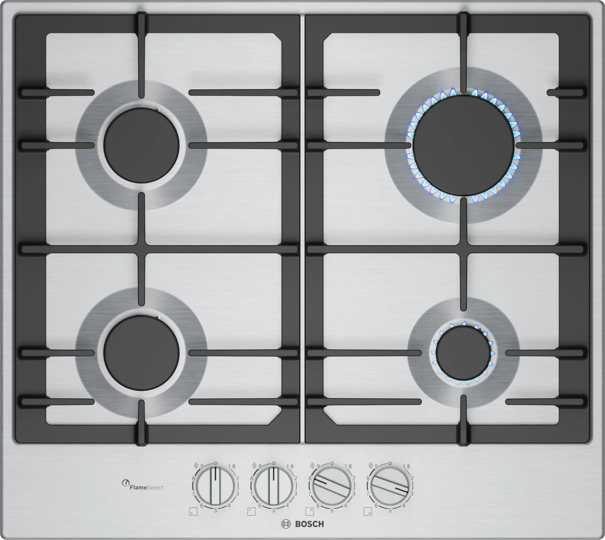 PLAQUE BOSCH 4F INOX GRILLES EN FONTE
