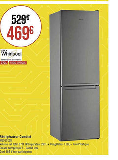 Réfrigérateur Combiné Whirlpool 372L